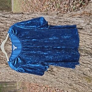 TIME and TRUE Teal Velvet Short Sleeve Top . Size XXL/20. NWOT.
